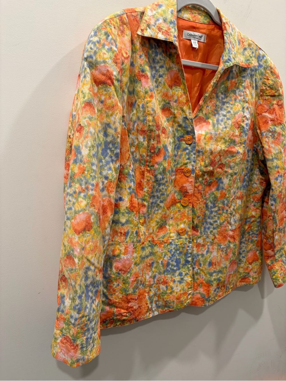 Coldwater Creek Multicolor Floral-Print butter yellow Button-Down Jacket blazer - Picture 5 of 13